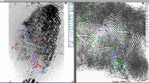 Bildschirmansicht Fingerspurenvergleich