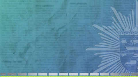 Symbolbild Presse- & Öffentlichkeitsarbeit - blauer Hintergrund mit Polizeistern und Zeitung