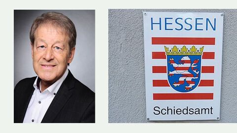 Bodo Winter, Vorsitzender des BDS Hessen e.V und Schild Schiedsamt